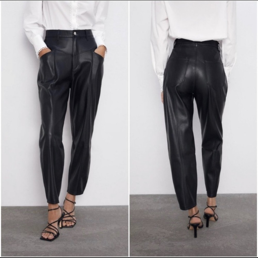 Zara Faux Leather Pants Black Size 2